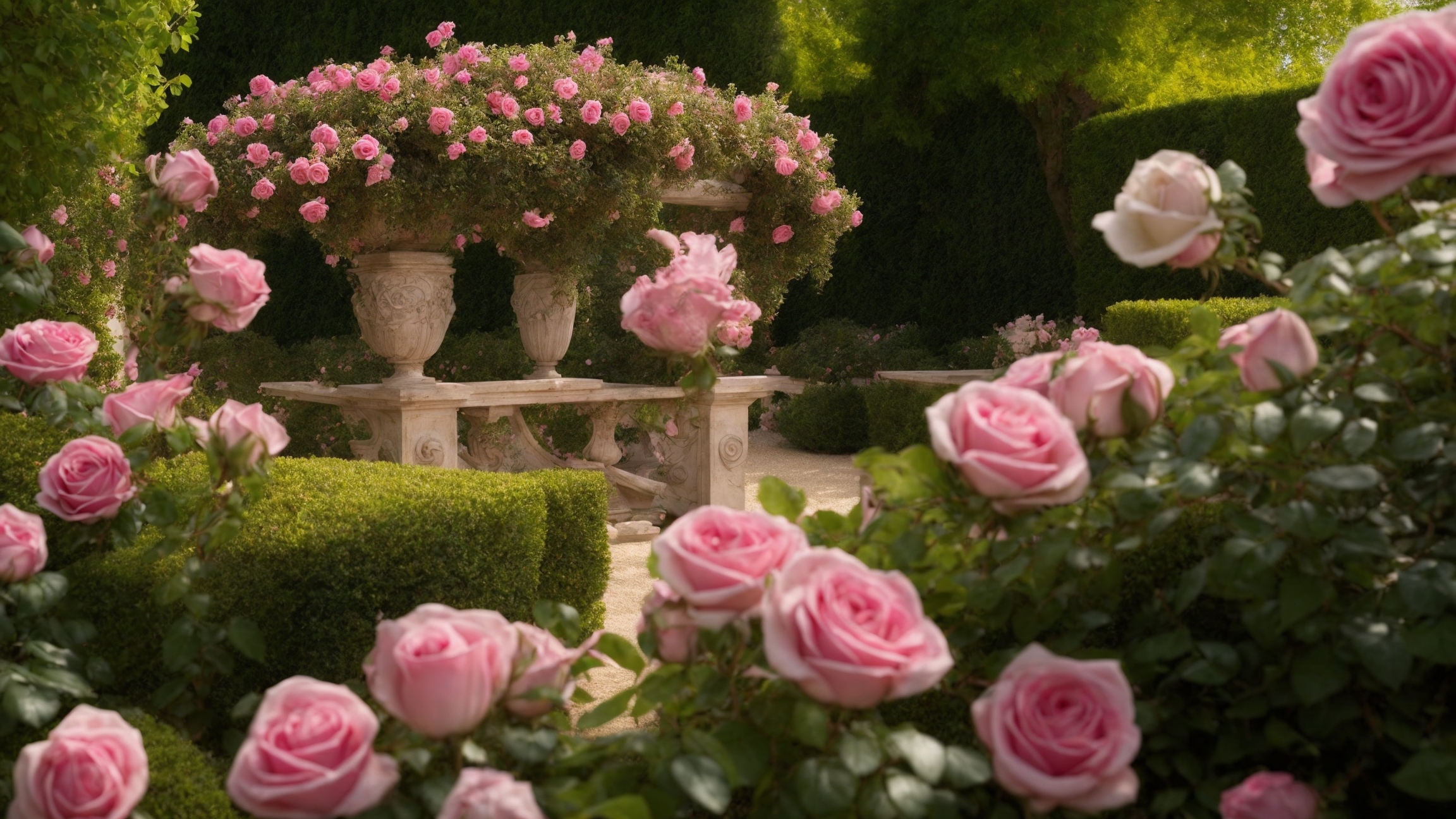 Buxus és rózsa kombináció – Klasszikus forma kert